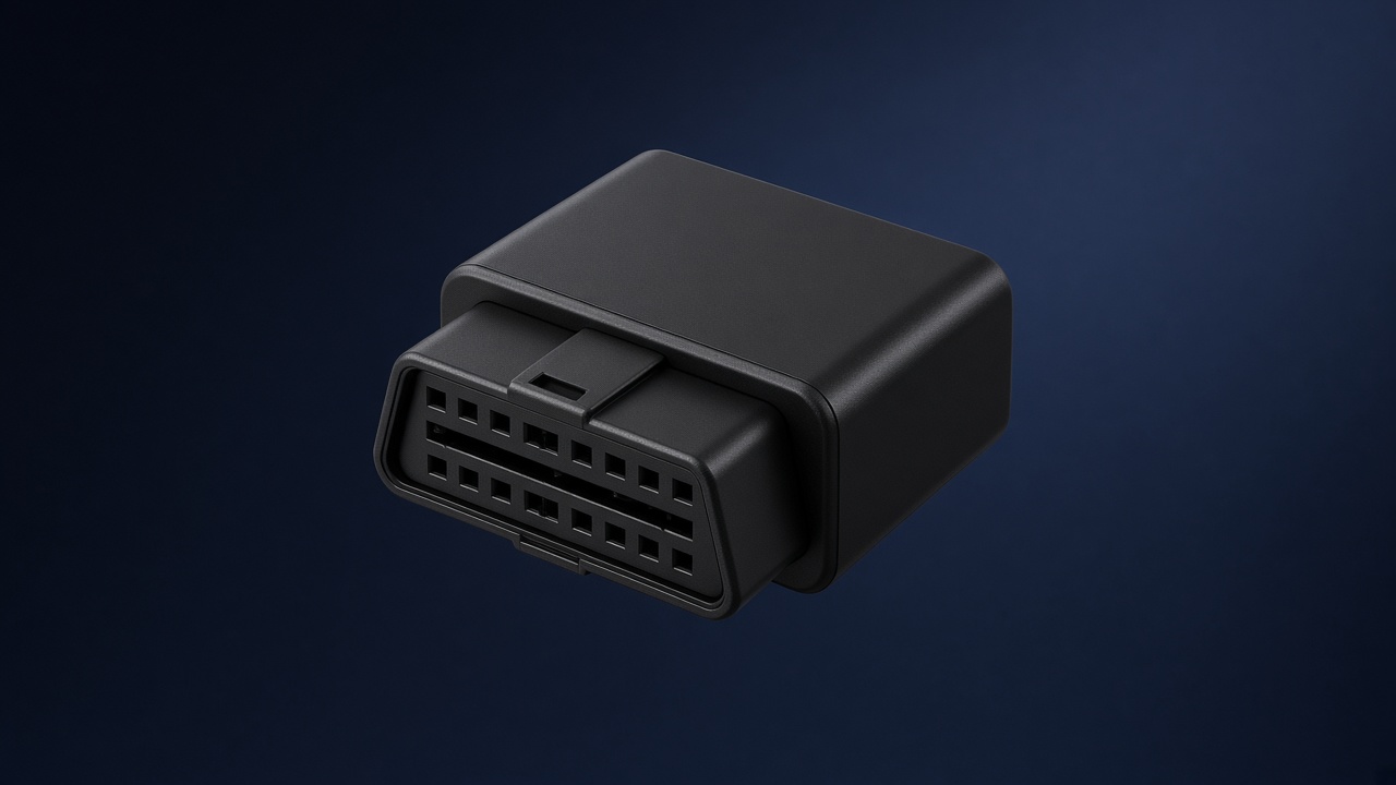 Drift OBD GPS tracker, matte black dongle with green status LED